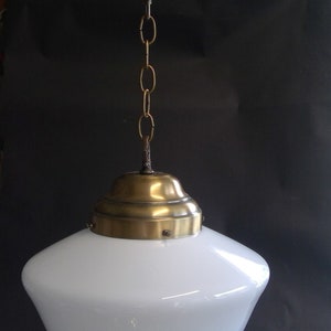 Schoolhouse Glass 14" White Milk Glass Shade Antique Brass Pendant Mount Fixture