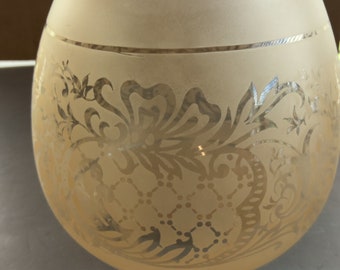 Floral Etched Amber Lamp Shade Brandy Snifter Shape Fixture Replacement Globe 2 1/8" fit. Made in France