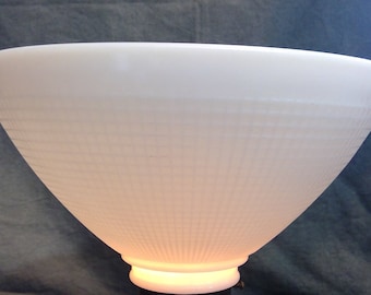 Antique Style White Glass Torchiere Floor Table Lamp Shade, Waffle Design 10" X 2 7/8" holder