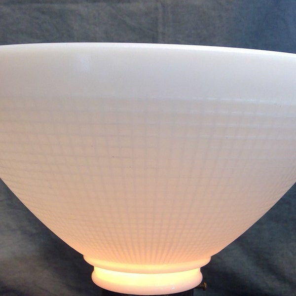 Antique Style White Glass Torchiere Floor Table Lamp Shade, Waffle Design 10" X 2 7/8" holder