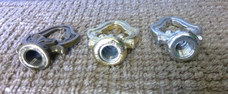 Antique Brass, Chrome or Polished Brass Finish Decorative Loop or Finial 2" tall 1 1/2" w tapped 1/8"ips. image 3