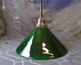 Green Cone Shade 12" with Antique Brass finish Bar, Kitchen, or Pool Table