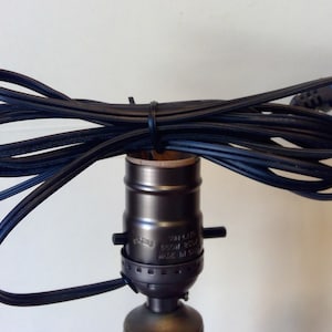 Socket w/ Side outlet Antique Finish On Off Lamp Socket with 8&#39; Black Wire Medium Base Free Ship