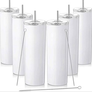 Puede incluir: Conjunto de seis vasos de acero inoxidable blanco con tapas y pajitas. Cada vaso viene con un cepillo de limpieza.