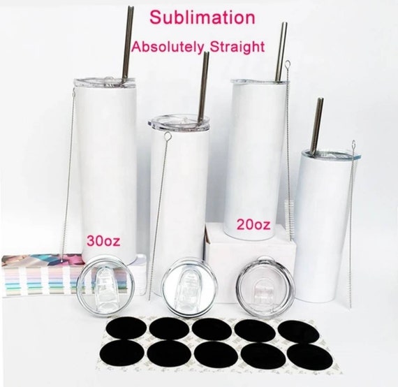 20oz Straight Skinny Tumbler Sublimation Mug Blanks White - 12 Pack