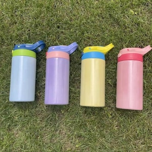 New UV / glow in the dark Blank Sublimation STRAIGHT Flip Top 12oz Kid's Tumbler/Water Bottles are great for any occasion.  2 functions in 1