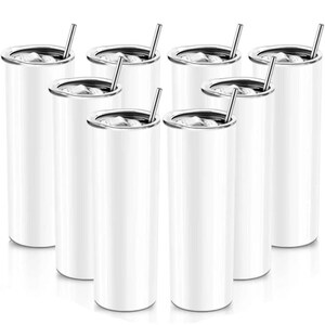 Puede incluir: Conjunto de seis vasos de acero inoxidable blanco con tapas y pajitas. Los vasos est&aacute;n en blanco y listos para personalizar.