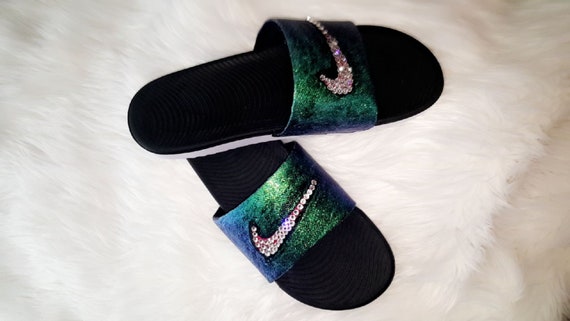 glitter nike slides