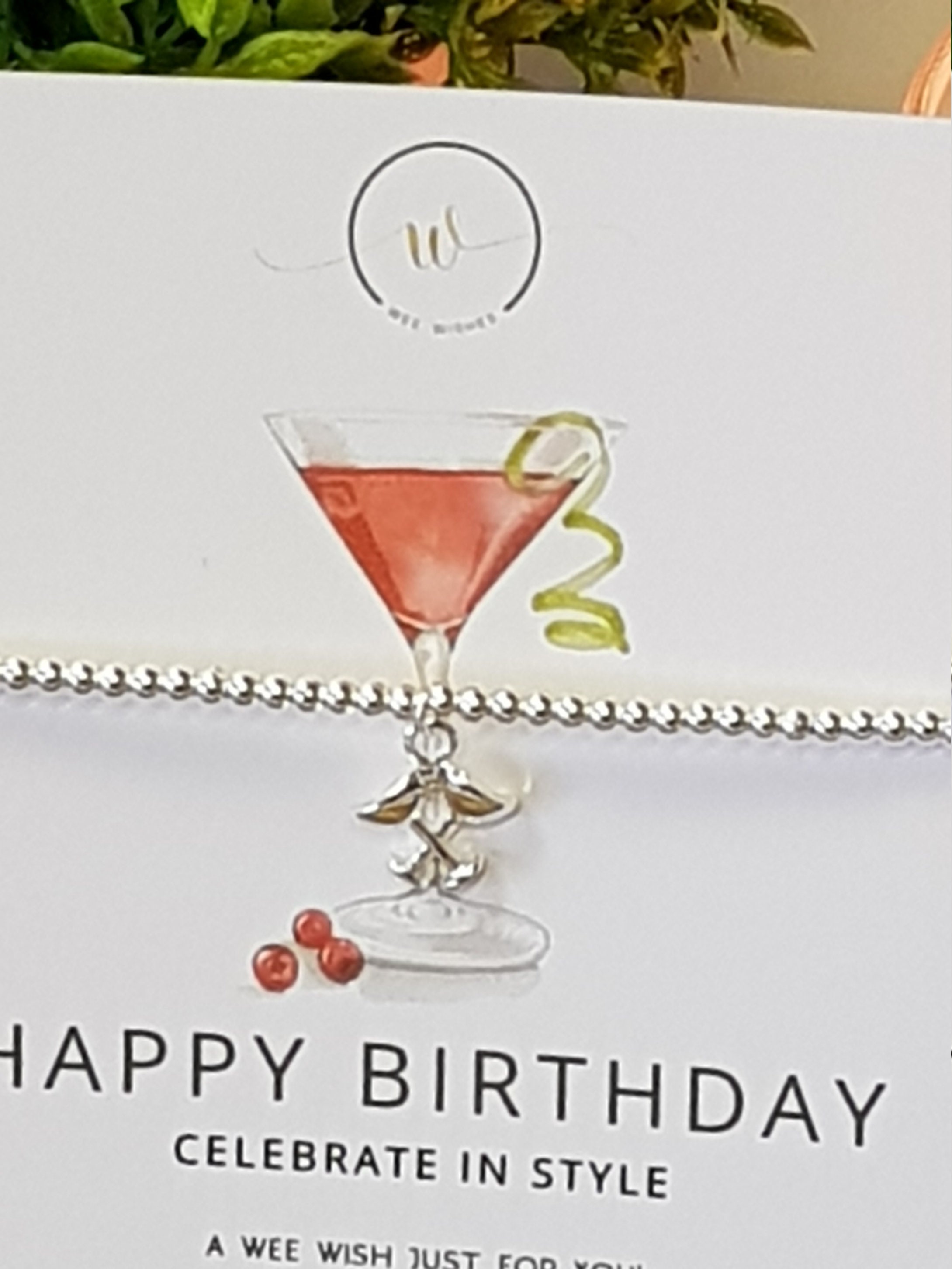 Happy Birthday Cosmopolitan Cocktail Inspired Silver Plated Etsy