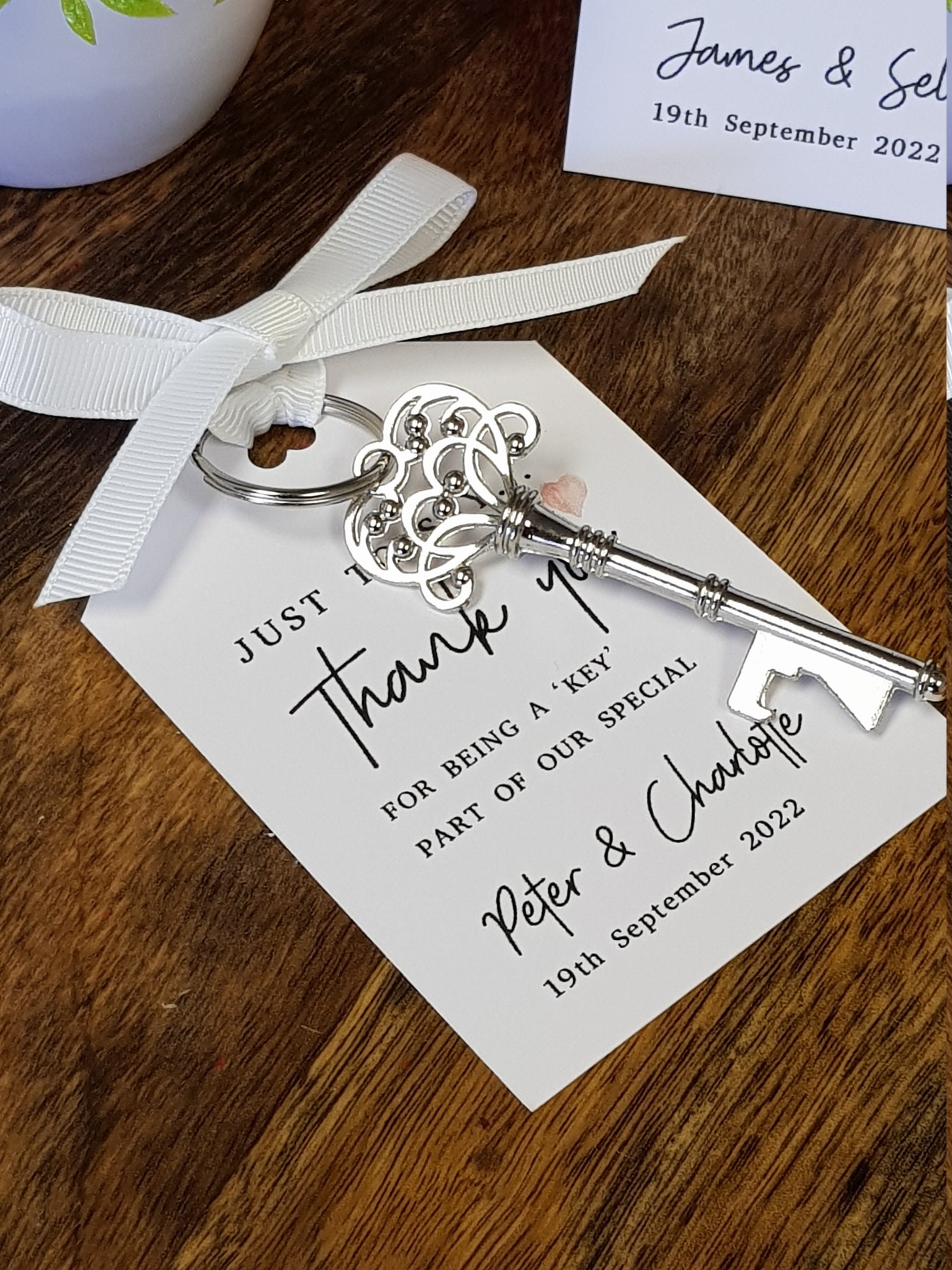 Wedding Favour Keyring Just To Say Thank You Etsy