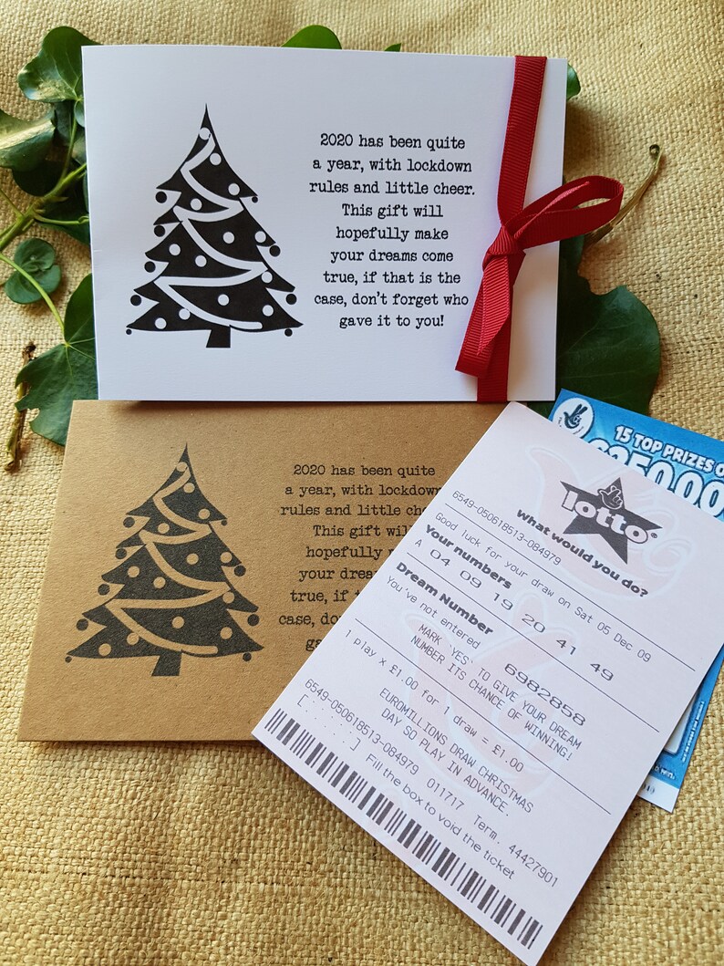 Tree Christmas Lottery Ticket Scratch card Envelopes Etsy