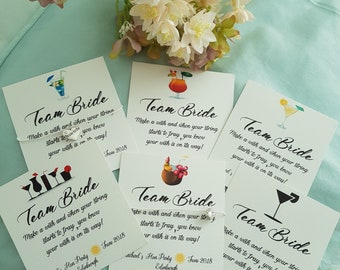 Hen Party, Hen Do, Hen weekend Team Bride- Cocktails Wish Bracelet - Friendship Bracelet - Personalised Card - 'Bride to Be' Charm