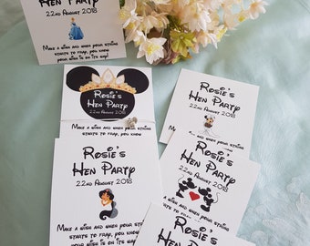 Hen Party, Hen Do, Hen weekend Team Bride- Disney inspired - Wish Bracelet - Friendship Bracelet - Personalised Card - 'Bride to Be' Charm