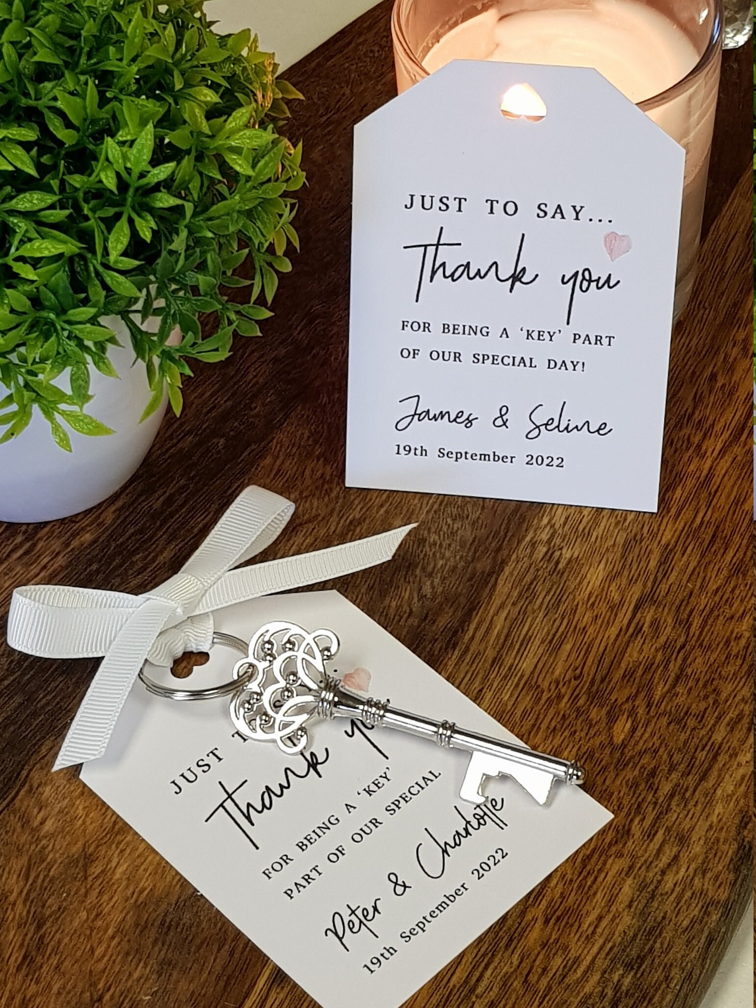 Wedding Favour Keyring Just To Say Thank You Etsy