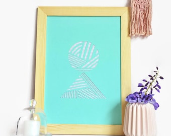Displays graph-A4-paper cut main-Design-Bleu-Triangles-Rond-Paper cut