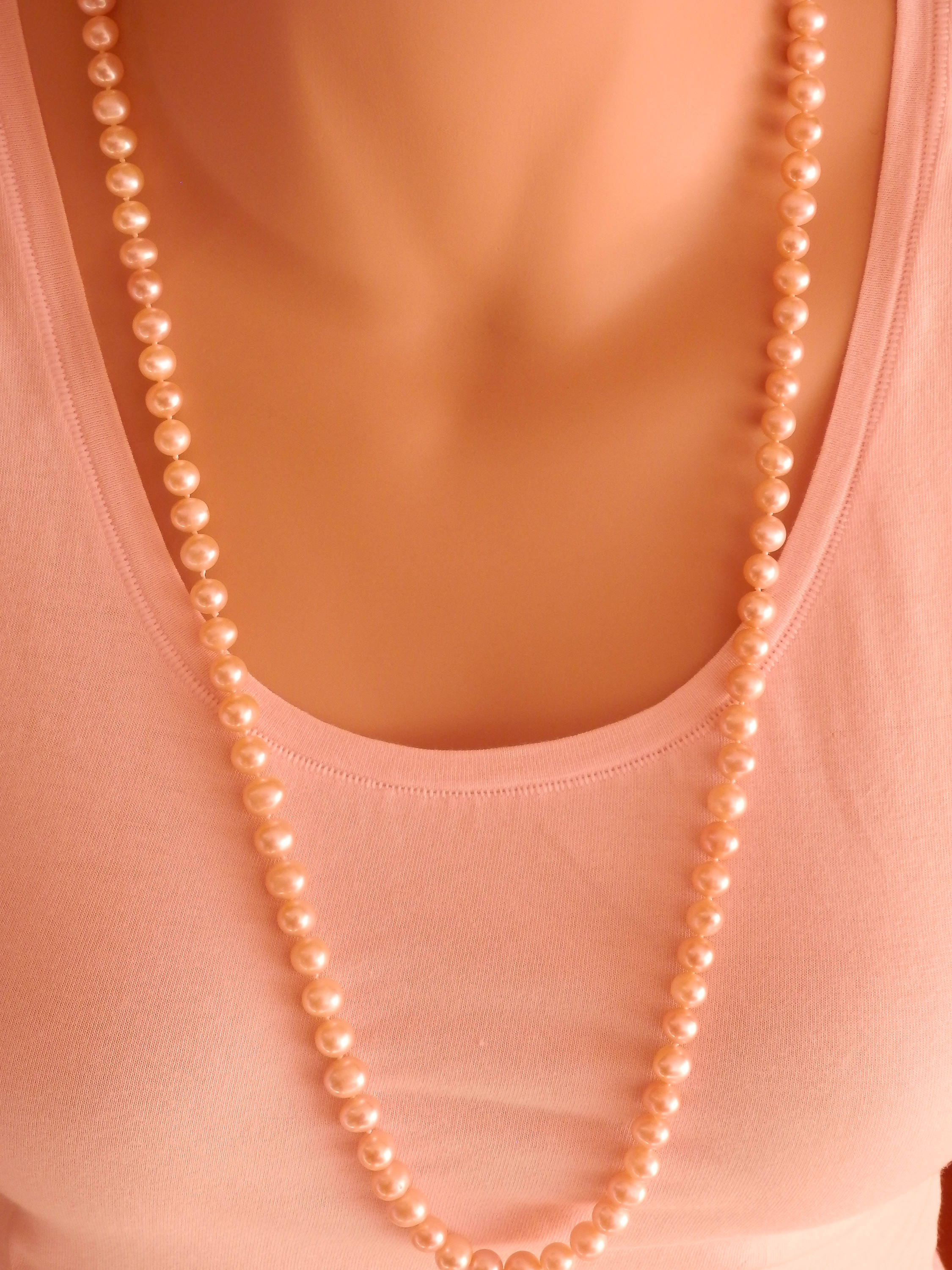 Long Necklace Knot Pearl Necklace Boho Necklace Long Pearl Etsy