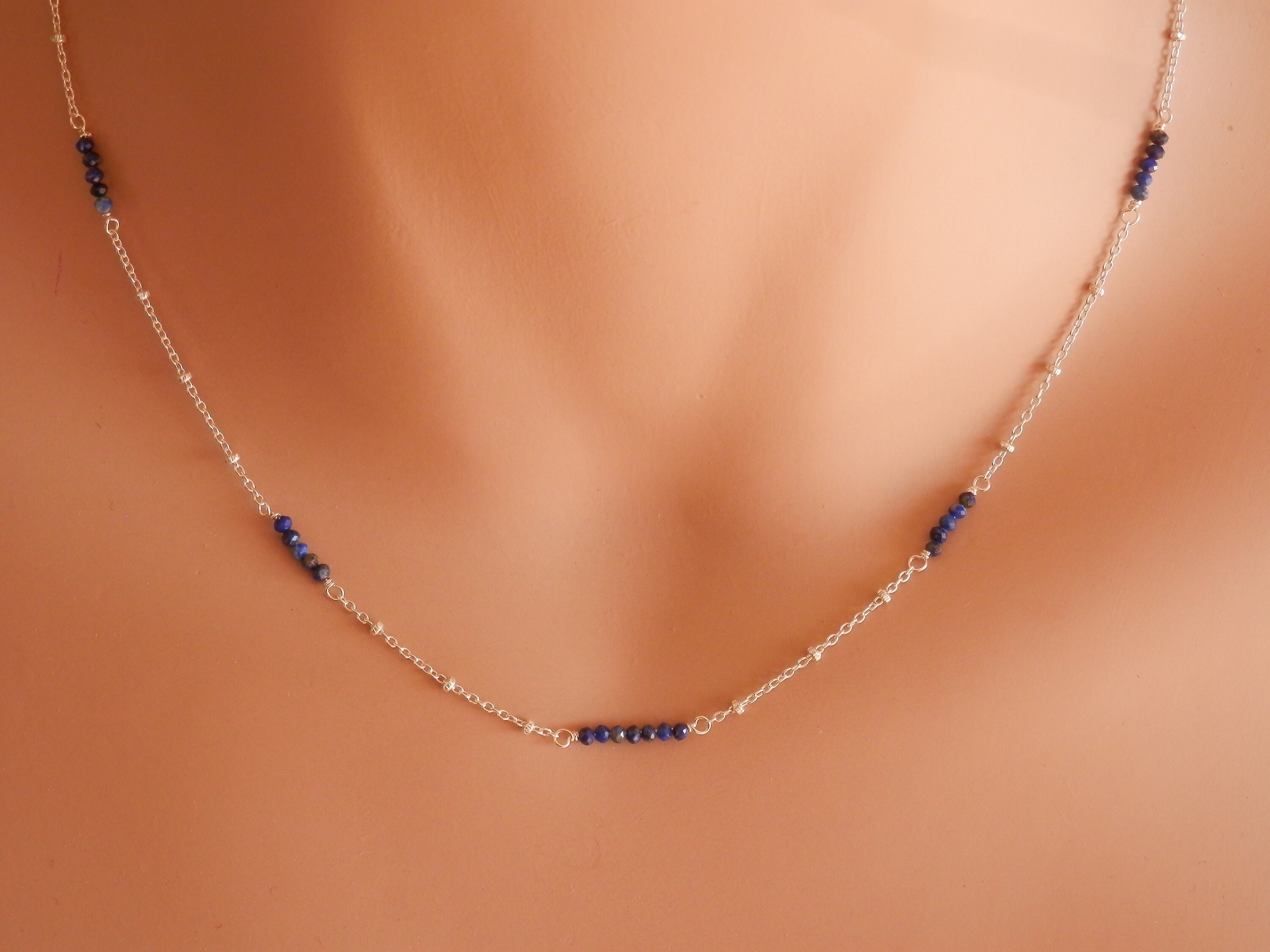 Gold Lapis Lazuli Necklace - Etsy
