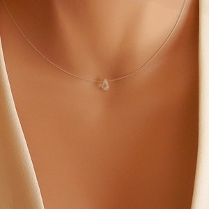 tiny dainty moonstone necklace