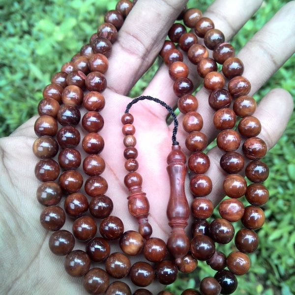 8mm Exotic Natural Koka Kuka Tasbih 99-Bead Islamic Prayer Bead Tesbih Rosary