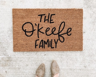 The "Name" Family doormat | hello welcome mat | hand painted, custom doormat | cute doormat | outdoor doormat | wedding gift | housewarming