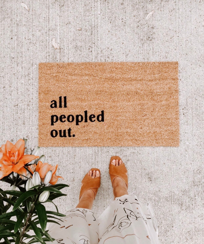 All Peopled Out Doormat welcome mat introvert decor cute doormat outdoor doormat wedding gift housewarming gift image 1