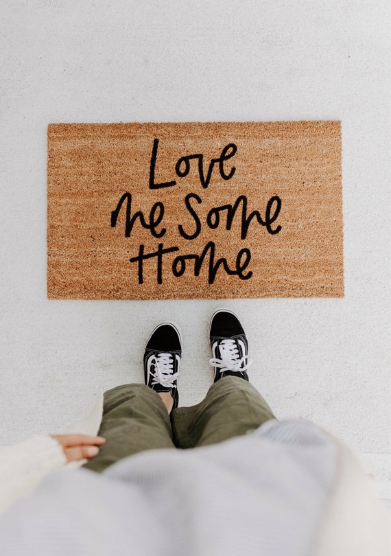 So Glad You/'re Here mat home decor hello welcome mat hand painted custom doormat cute doormat outdoor doormat hand lettered