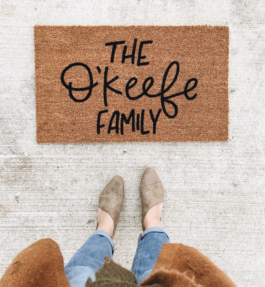 The "name" Family Doormat | Hello Welcome Mat | Hand Painted, Custom Doormat | Cute Doormat | Outdoor Doormat | Wedding Gift | Housewarming - Etsy
