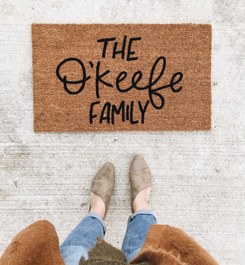 The name Family Doormat Hello Mat Hand Etsy