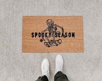 Spooky Season Skeleton Doormat | fall decor | welcome mat | cute doormat | fall doormat | porch decor | halloween doormat | autumn decor