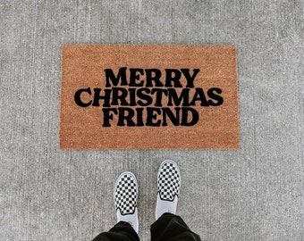 merry christmas friend | holiday doormat | christmas decor | winter decor | winter doormat | outdoor doormat | holiday decor
