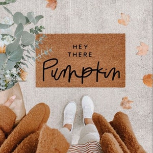 THE ORIGINAL hey there pumpkin fall decor welcome mat cute doormat fall doormat porch decor halloween doormat hello pumpkin image 2
