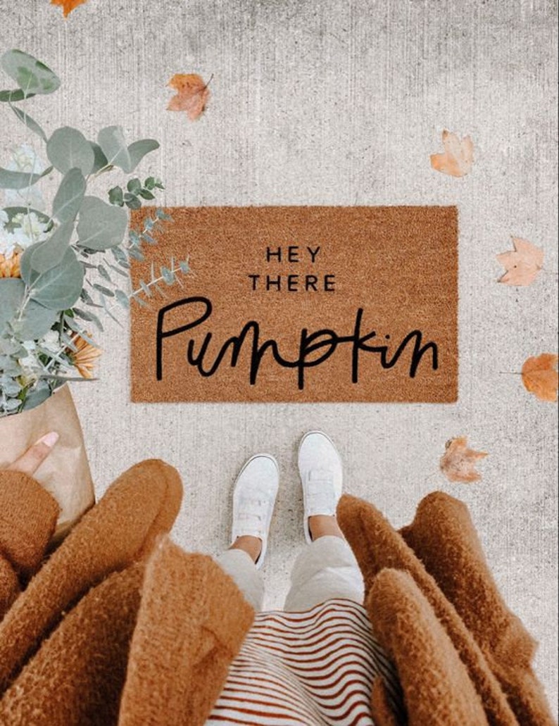 THE ORIGINAL hey there pumpkin fall decor welcome mat cute doormat fall doormat porch decor halloween doormat hello pumpkin image 2