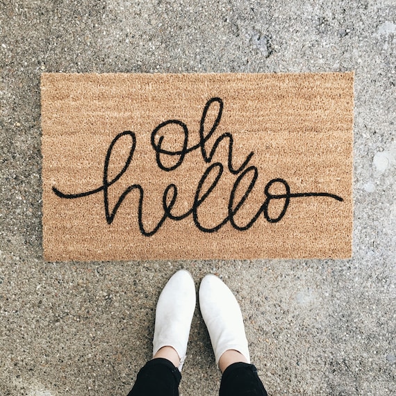 So Glad You/'re Here mat home decor hello welcome mat hand painted custom doormat cute doormat outdoor doormat hand lettered