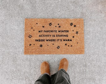 my favorite winter activity | holiday doormat | christmas decor | winter decor | winter doormat | outdoor doormat | holiday decor |