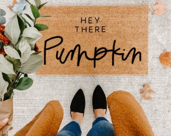 THE ORIGINAL hey there pumpkin | fall decor | welcome mat | cute doormat | fall doormat | porch decor | halloween doormat | hello pumpkin