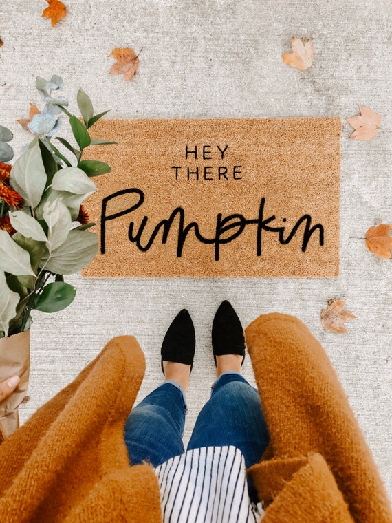 THE ORIGINAL hey there pumpkin fall decor welcome mat