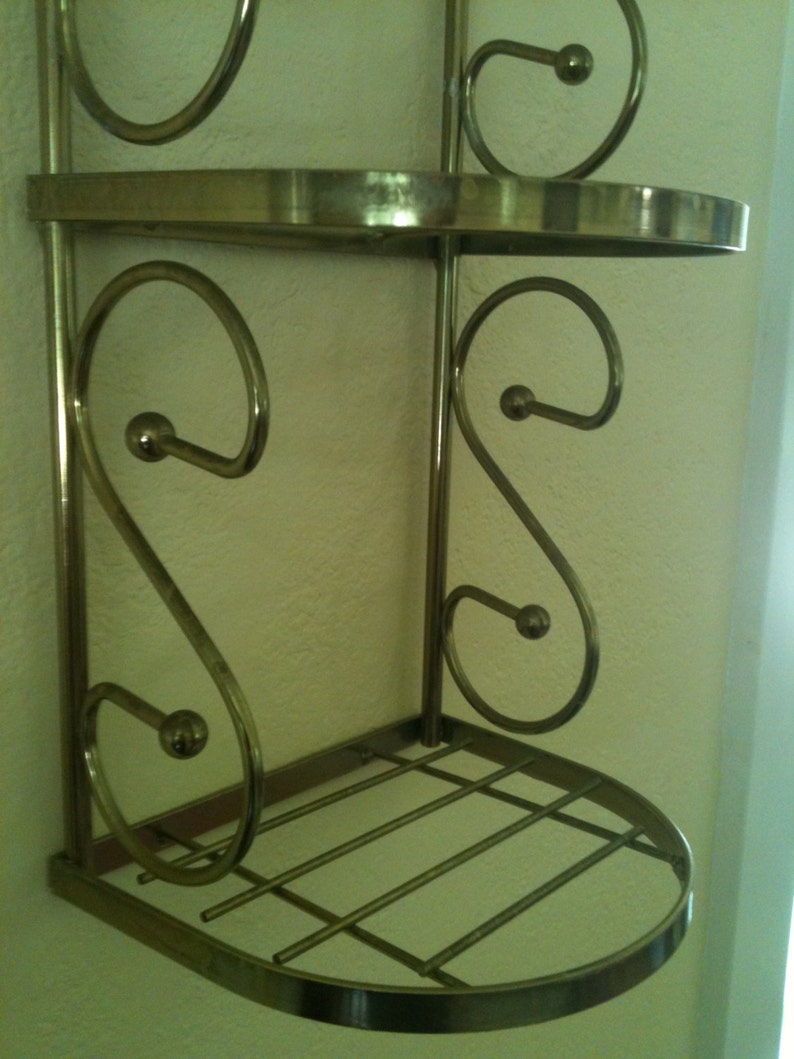 Vintage gold tone metal wire two tier shelf Etsy