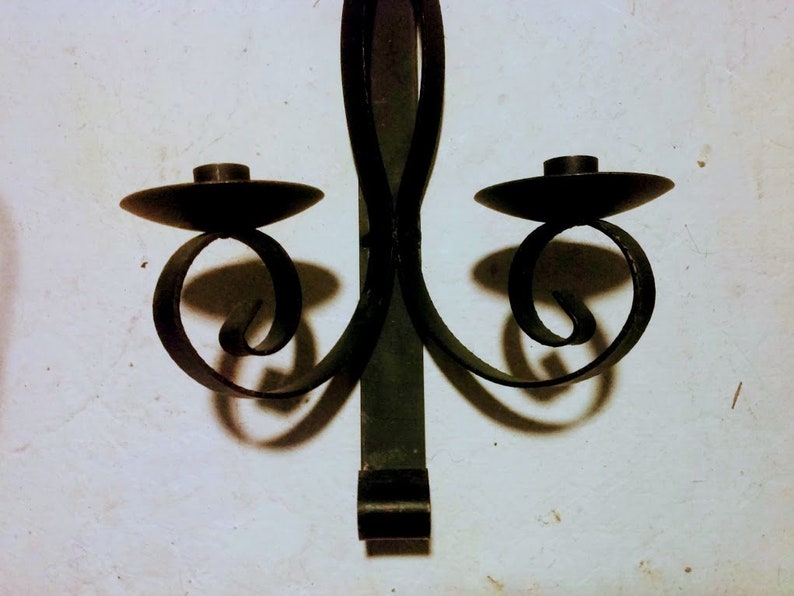 Pair of Vintage Black Wrought Iron Scroll Candle Sconces Gothic Medieval Castle Lighting Etsy