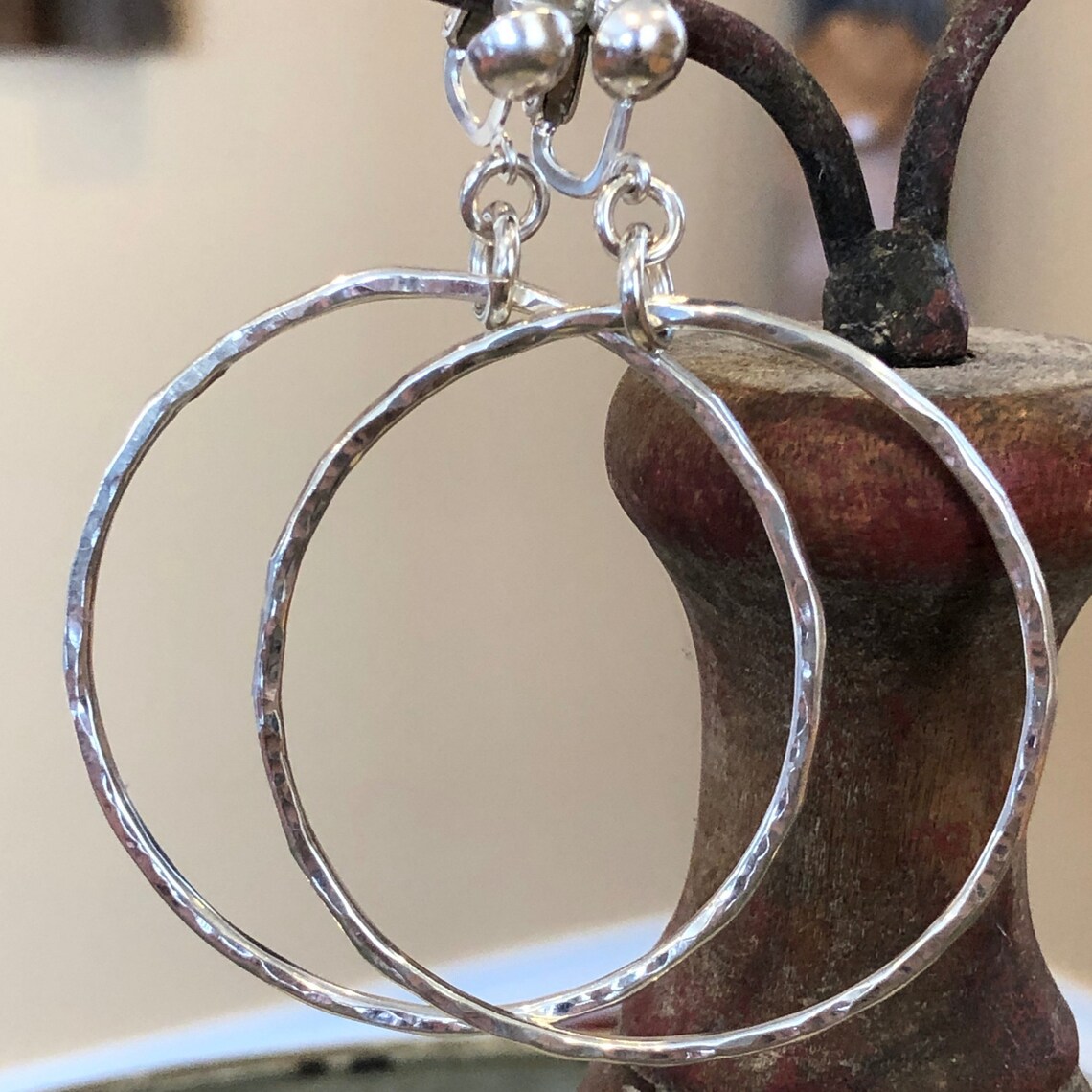 Large Silver Clip On Hoop Earrings by Backyard Silversmiths Etsy