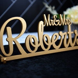 Custom Wedding Decor Centerpiece Mr & Mrs Sign with name, Script Mr Mrs Surname, Personalized Last Name Sweetheart table, Head Table Decor