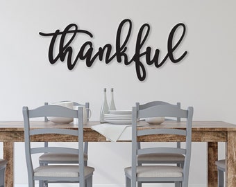 Thankful sign, Thankful Wood Sign, Thankful Wall Decor, Thanksgiving Decor, Thankful Word Sign, Wood Thankful Sign, Thankful Wall Sign decor