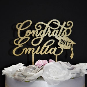 Graduation Cake Topper, Custom Name & Cap, Personalized Grad Cake Topper, Class of 2024, Congrats Grad Graduation Party Decor Sturdy Wood image 2