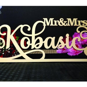 Custom Mr and Mrs Sign, Wedding Last Name Sign, Personalized Mr Mrs Sweetheart Table Centerpiece Head Table Sign Wedding Decor, Wedding Gift