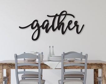 Gather sign, Gather Wood Sign, Gather Wall Decor, Thanksgiving Decor, Gather Word Sign, Wood Cut Out Gather Sign, Family & Dining room decor