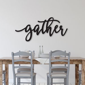 Gather sign, Gather Wood Sign, Gather Wall Decor, Thanksgiving Decor, Gather Word Sign, Wood Cut Out Gather Sign, Family & Dining room decor