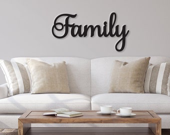 Family sign, Family Wood Sign, Family Wall Decor, Thanksgiving Decor, Family Word Sign, Wood Cut Out Family Sign, Family & Dining room decor