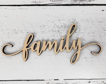 Laser Cut Family Wood Sign: Maple Wall Decor
