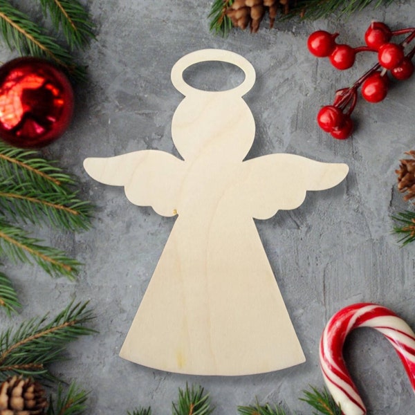 Christmas Angel Wood Shape, Wood Angel Shape, Unfinished, DIY Wood Blank, Christmas wood blank, Wood Crafts, Holiday Ornaments Shapes