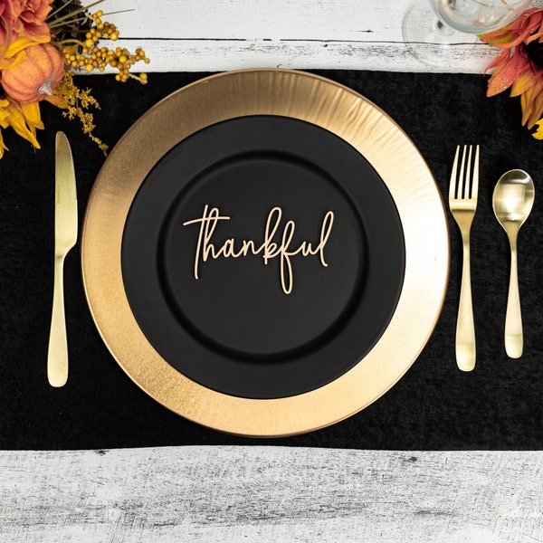 Thankful Place Cards, Thanksgiving Table Plate Settings, Thankful Wood Word, Holiday Decor, Thanksgiving Place settings, Small Thankful Sign