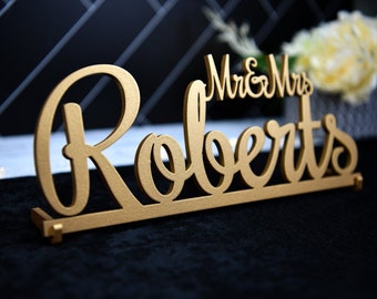Custom Mr & Mrs Last Name Wedding Table Centerpiece